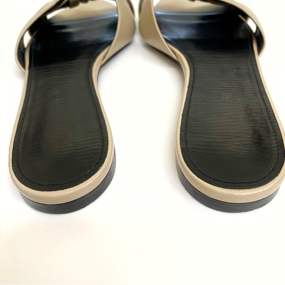 SAINT LAURENT beige tan Bianca knot flat slide sandals - Picture 4 of 10